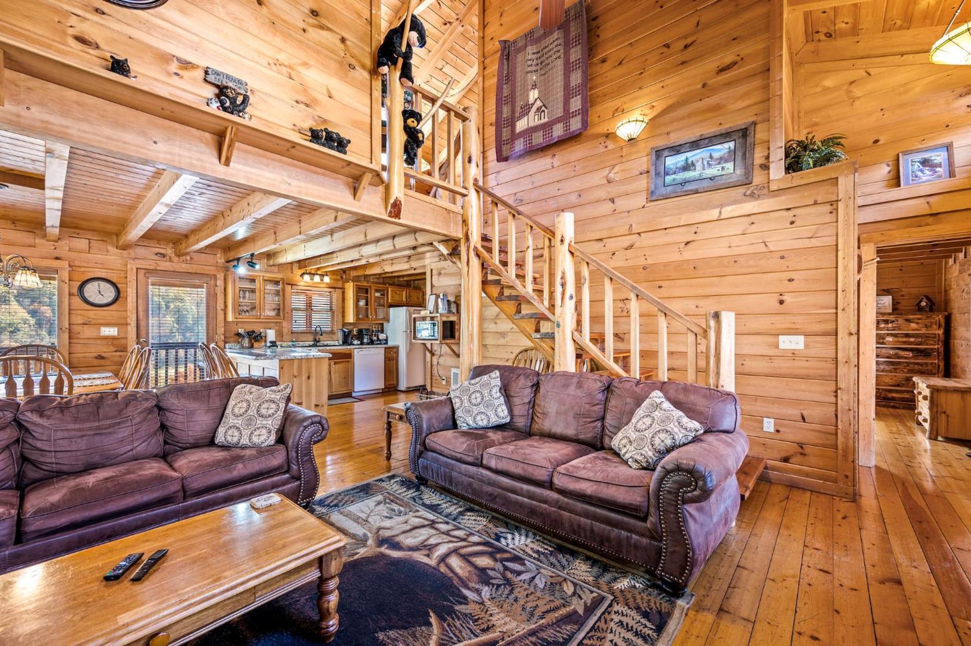 Bearfoot Pines - True Log Cabin - Wi-Fi, Hot Tub, Fishing, Deck With Views! - Mins To Pf 세비어빌 외부 사진